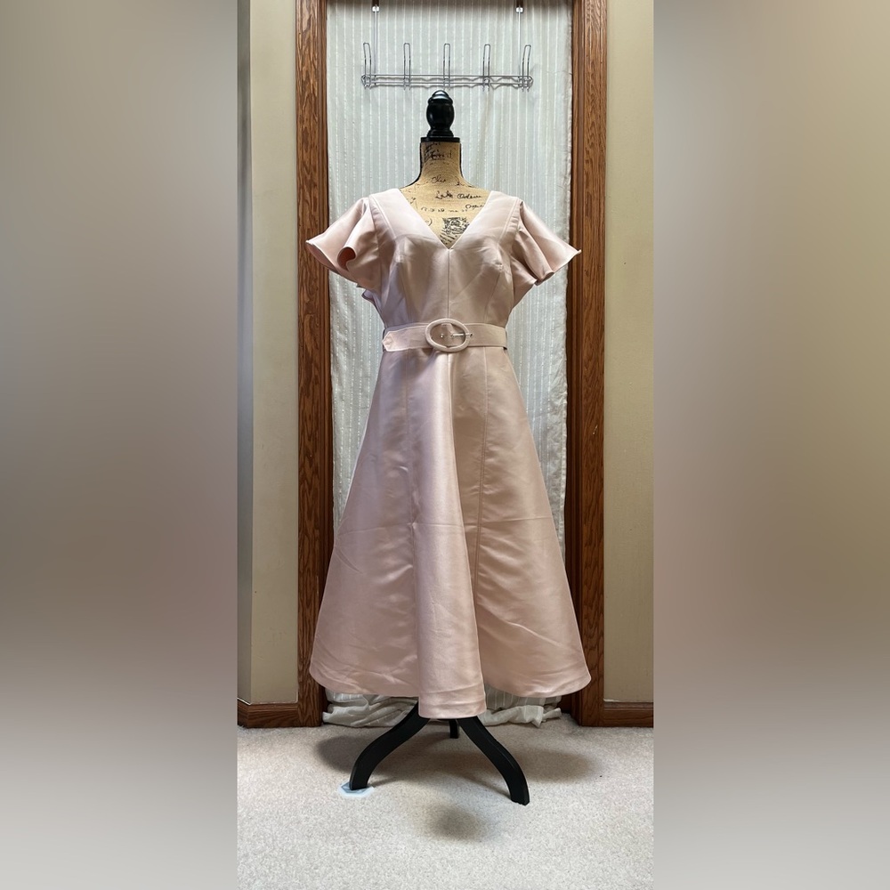 UK Coast flutter sleeves midi dress with belt size US 10